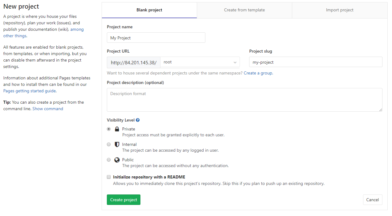 Создание проекта